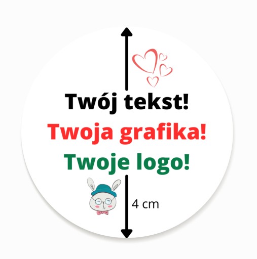 Nálepky VÁŠ TEXT, Etikety VAŠE LOGO - 24 kusov - 4 cm - reklama