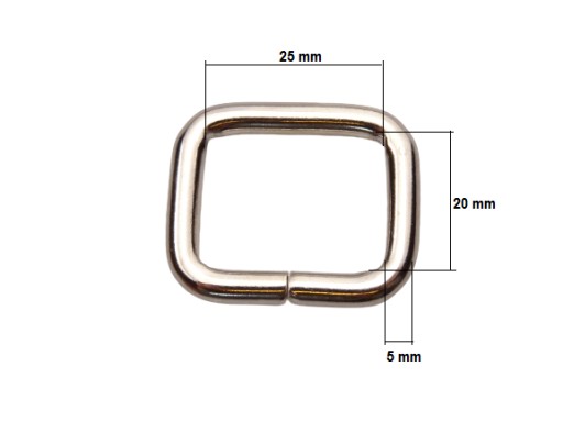 Kožený rámový obdĺžnik 25 / 20 / 5 mm strieborný, 1 kus