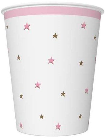 STARS papierové poháre ružové narodeninové bábätko 250ml 8 ks.