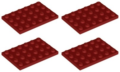 LEGO 3032 TANIER 4x6 tmavočervená (14g) 4 ks.