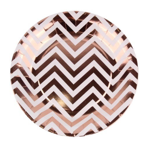 ROSE GOLD cik-cak papierové taniere 18cm párty