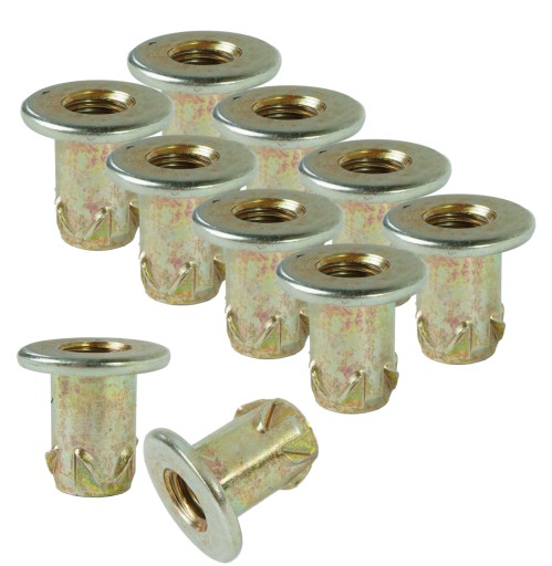 10x zásuvka M8 x 16mm s golierom, tepaná nábytková vložka do dreva, nožičky