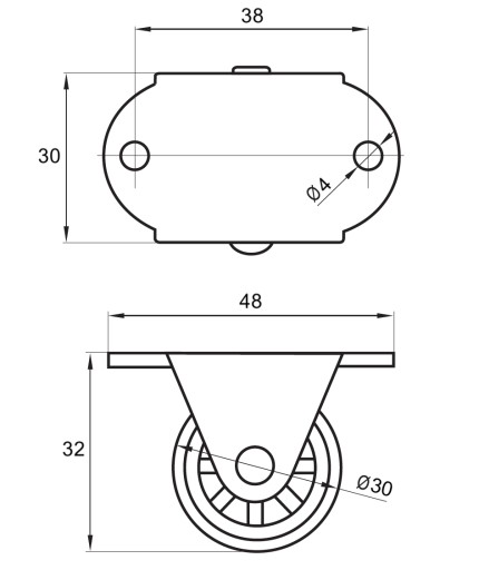 4 x PEVNÉ NÁBYTSKÉ VALCE NÁBYTSKÉ KOLESO FI 30 MM