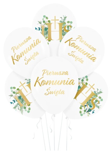 Latexové balóny, prvé sväté prijímanie IHS Eukalyptus, 6 kusov