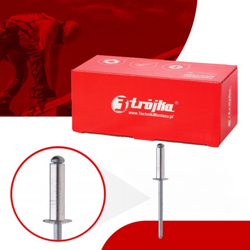 Hliníkový oceľový trhací nit 3 x 8 mm - 50 ks