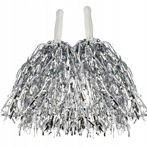 SILVER POMPOMS CHEERLEADER POMPONS CHEERLEADER 2 ks