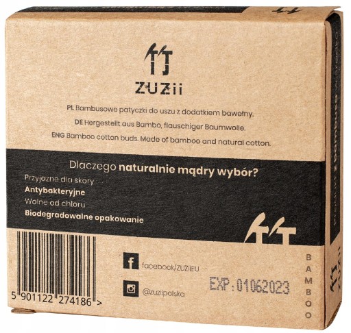 ZUZII Bambusové tyčinky do uší v tvare hrotu/snehuliaka