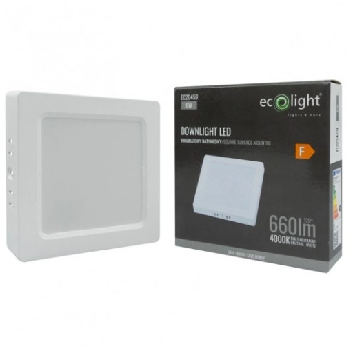 Prisadené štvorcové LED svietidlo 12x12 cm 6W 4000K + napájací zdroj