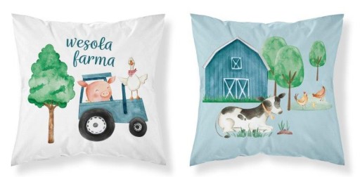 OBRÁBITEĽNÝ BAVLNENÝ OBLIEK NA VANKÚŠ 40x40 FARMÁRSKY TRAKTOR KONIEK KRAVA HUS
