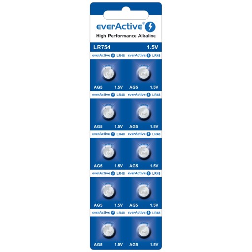 Silné batérie everActive AG5 G5 LR48 LR754 - 10 ks