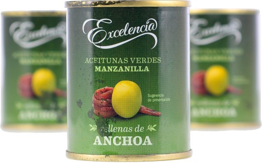 Španielske olivy Excelencia s ančovičkami