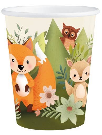 Papierové poháre narodeninové poháre ANIMALS FOREST FRIENDS 220ml 6ks