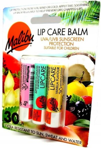 Malibu balzam na pery SPF30 balzam na pery 3ks 8272