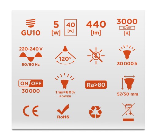 Led žiarovka GU10 5W = 40W 450lm 3 FARBY BERGE