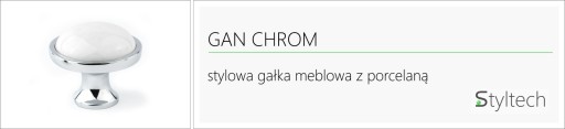 GAN CHROME + BIELY PORCELÁN nábytkový gombík