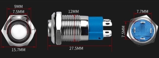 Spínacie bistabilné tlačidlo ON/OFF 12mm 12V LED