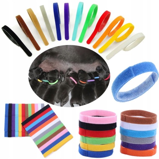 ZNAČKY pre šteniatka, obojky na pelech, VELCRO, 12 ks. M
