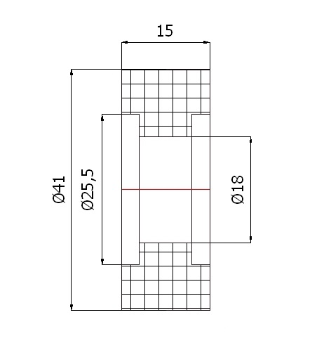 Rovný plastový valček bez ložísk, priemer 41mm, priemer 18mm