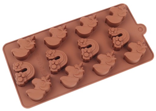SILIKÓNOVÁ MOLOVÁ FORMA ČOKOLÁDOVÁ KOCKA PRALINE JEDNOROŽEC DÚHA