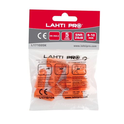 LAHTI PRO Penové štuple do uší 5 párov