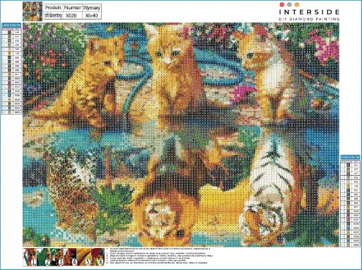 DIAMANTOVÁ MOZAIKA veľký vyšívaný obrázok mačky 30x40 pre najmenšie mačiatka
