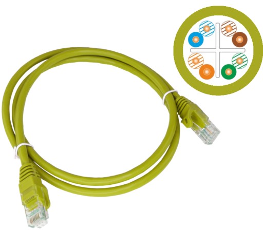 Sieťový kábel RJ45 U/UTP, kat. 6, žltý, 3 m, 1 kus