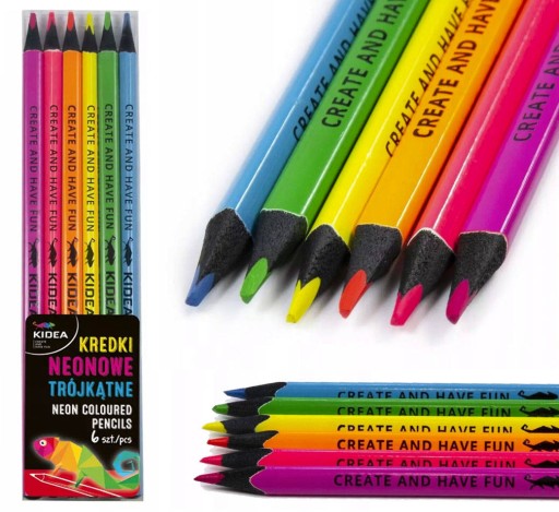 Trojuholníkové školské ceruzky NEON 6 farieb Kidea