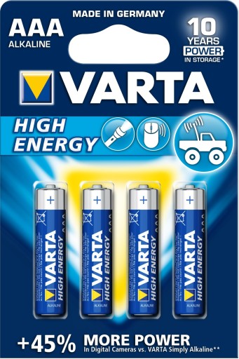 4x LR03 Varta Longlife Power MN2400 AAA batéria 1.
