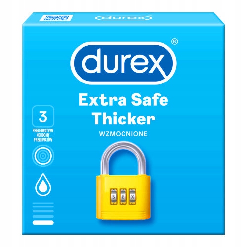 Durex EXTRA SAFE kondómy, hrubšie, bezpečné, 3 ks extra vlhčené