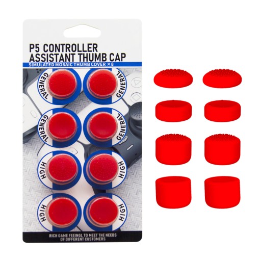 Gumený kryt IRIS 8x, úchyty pre analógové páčky, PS5 PS4, Xbox 360 podložka, červená.