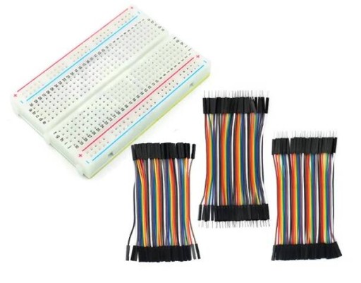 Prototyp dosky so 400 poliami + prepojky M-M M-F F-F