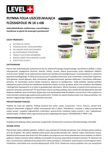 Tekutá fólia 1,5kg Vodotesnosť Úroveň+08