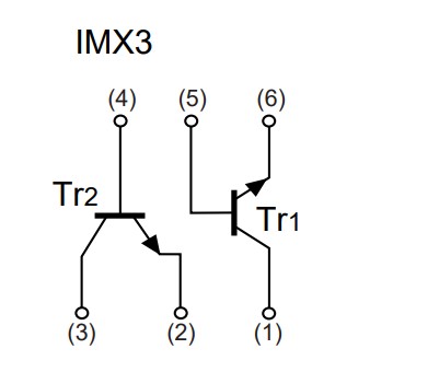 2x NPN tranzistor 50V/150mA IMX3 - SOT-26