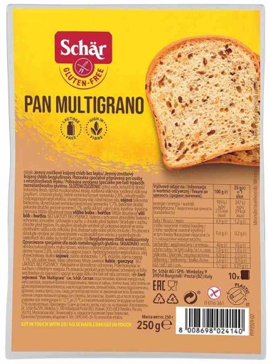 SCHAR Bezlepkový viaczrnný chlieb - Pan Multigrano (250g)