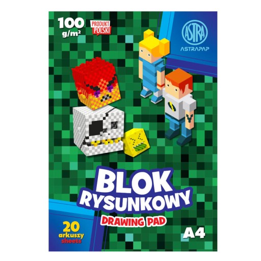 A4 podložka na kreslenie 20 kariet Minecraft 100g/m2 ASTRA