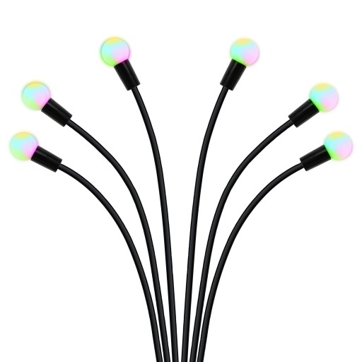 Solárna lampa, čierna, 6xLED, RGB gule, 70cm