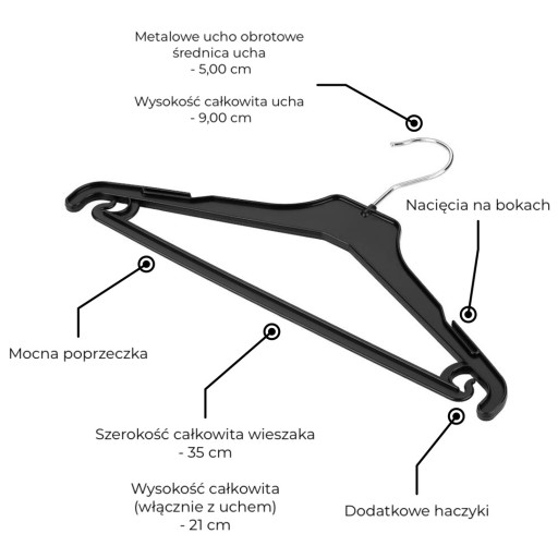 Vešiak - 10 ks prémiové 35 cm závesné vešiaky s hrazdou
