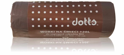 Vrecia na odpad 120l, 10ks, BODKY, na triedenie BIO odpadu, silné (LDPE)