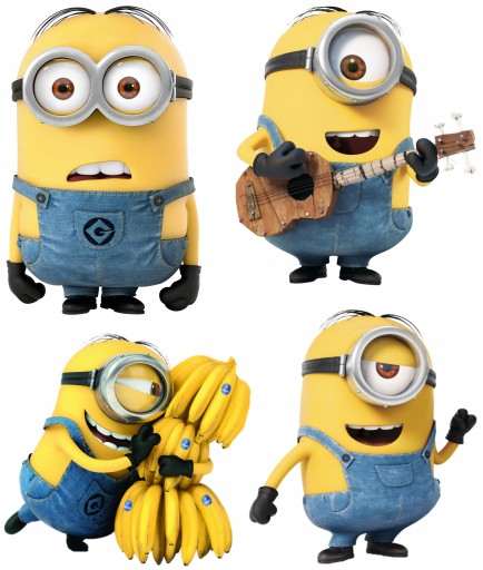 NÁLEPKY ROZPRÁVKOVÝCH MINIONOV NA BIELEJ FÓLII NA NÁSTENNÝ NÁBYTOK