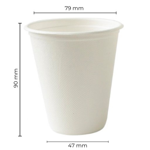 PAPIEROVÉ HRNČEKY, biele, hrnček na nápoje z cukrovej trstiny, 250 ml, STRONG, 10 ks.