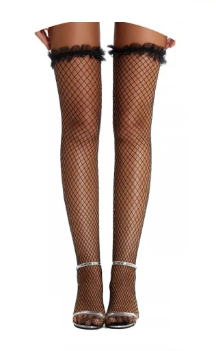 ČIERNE THINK-NEE FISHNET TOPÁNKY S PODväzkom