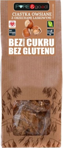 Bezlepkové ovsené sušienky BEZ CUKRU s lieskovými orieškami VEGAN 150g