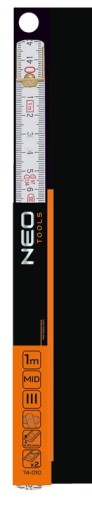 Drevená skladacia miera 1m biela a žltá NEO 74-010