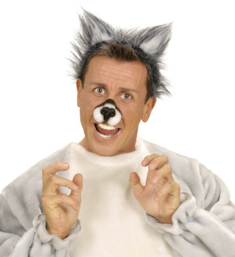 VLČÍ UŠI VLČÍ OUTFIT ČERVENÁ ČERVENÁ ČIARČKA MAČKA KAT