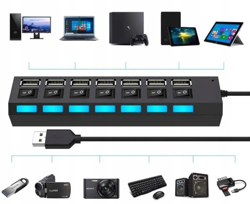 USB HUB SPLITTER 7 PORTOV USB 2.0 SPLITTER