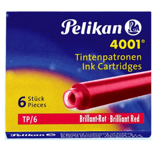 Červené náplne TP/6, 6 ks pero Pelikan