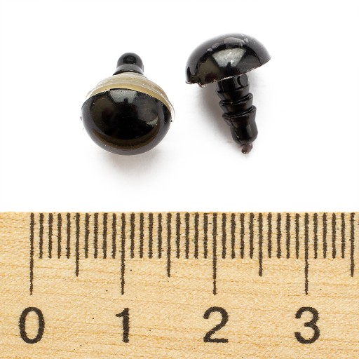 Ochrana očí so závitmi a svorkami z plastu na hračky, čierna, 10 mm, 50 párov