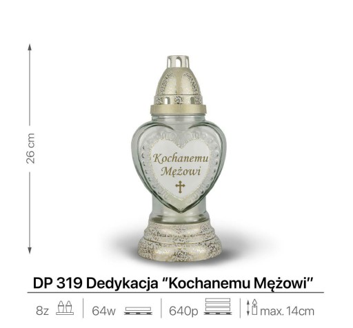 Sviečka s venovaním môjmu milovanému manželovi 26 cm Biela DP319 Sklenená sviečka