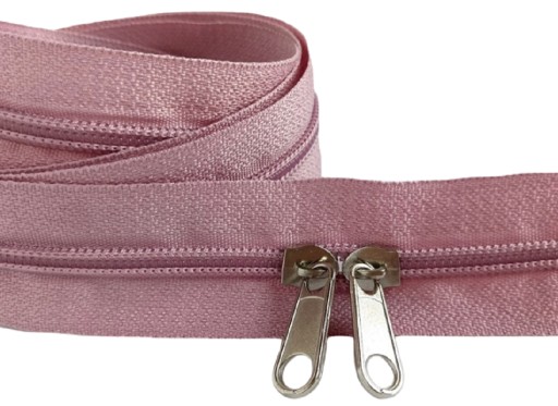 Špirálový zips 5 mm zips DIRTY PINK 5 metrov + 10 zipsov