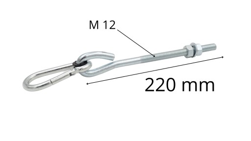 HÁK HÝJKOVÝ S KRABINOU 12x220 mm